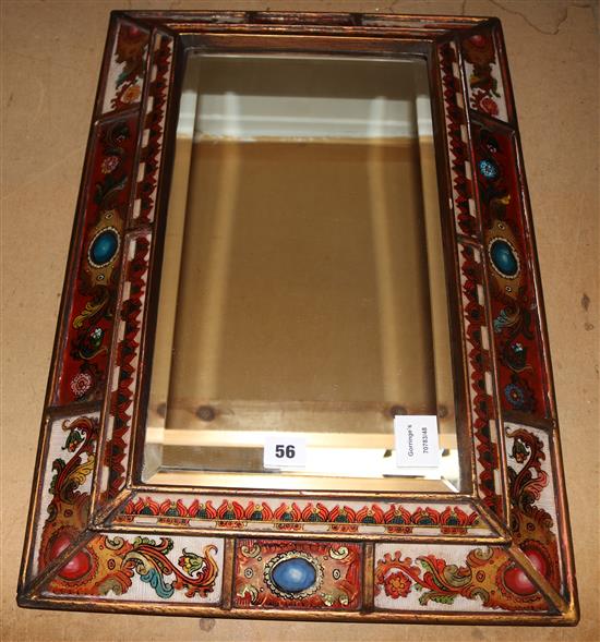 A Venetian coloured glass cushion mirror